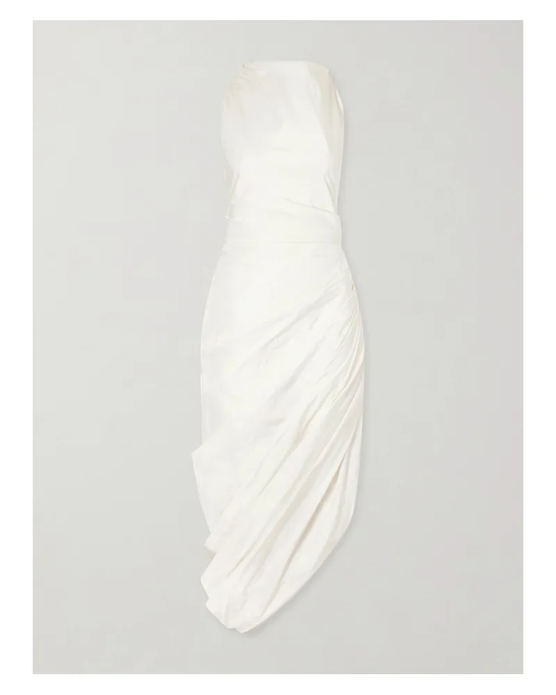 Altuzarra Dora Asymmetric Draped Gathered Taffeta Midi Dress - Neutrals Neutrals
