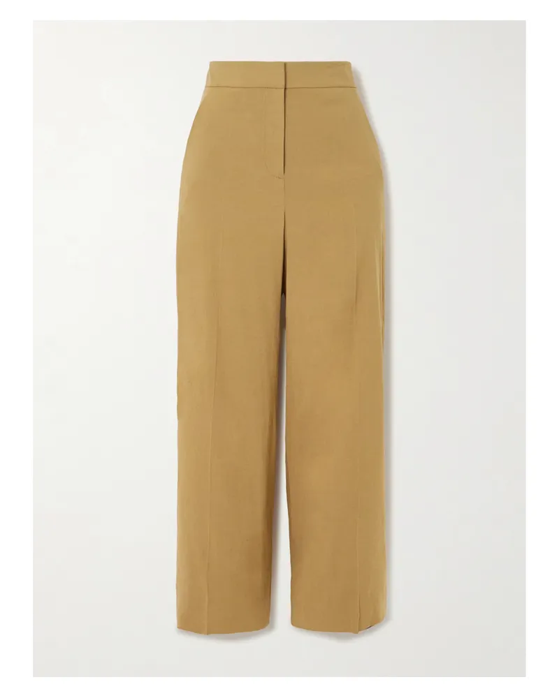 Veronica Beard Brixton Verkürzte Hose Mit Weitem Bein Aus Einer Leinenmischung - Braun Braun