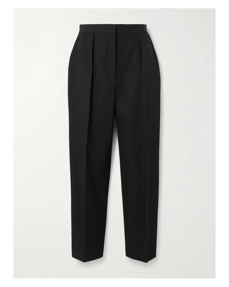 Balmain Hose Aus Grain De Poudre Aus Wolle Mit Falten - Schwarz Schwarz