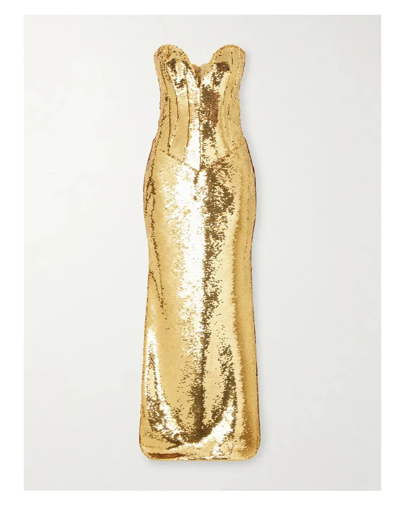 The New Arrivals Ilkyaz Ozel Azzurra Paillette-embellished Dress - Gold Gold