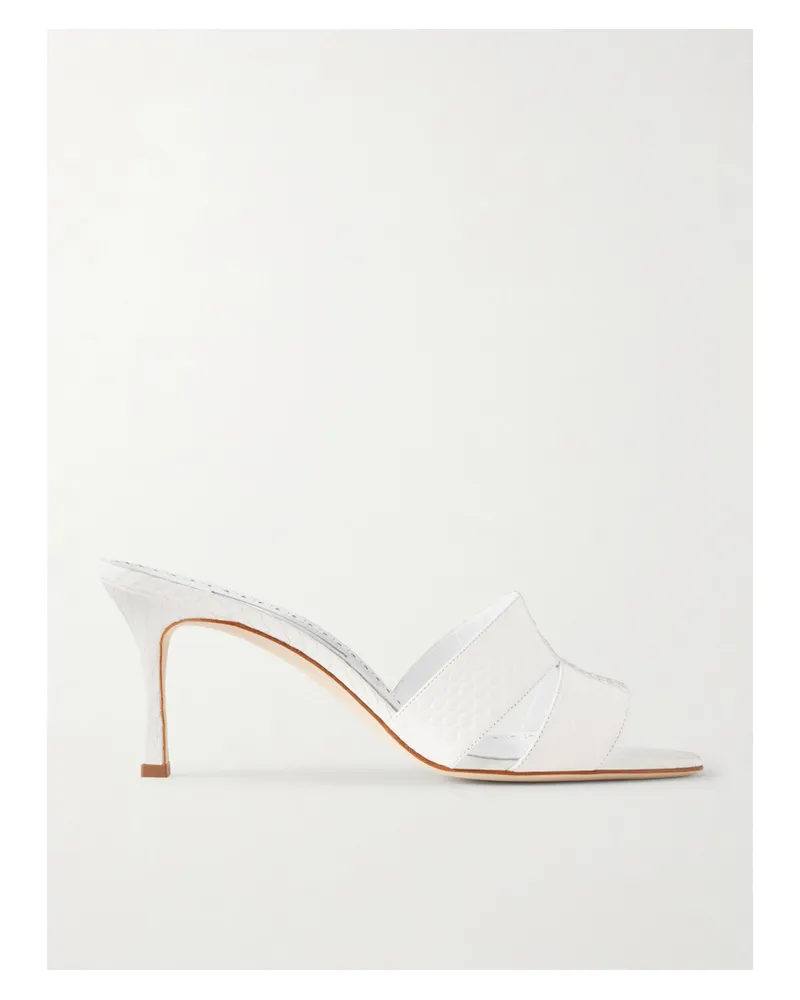 Manolo Blahnik Iacopo 70 Elaphe Sandals - White White
