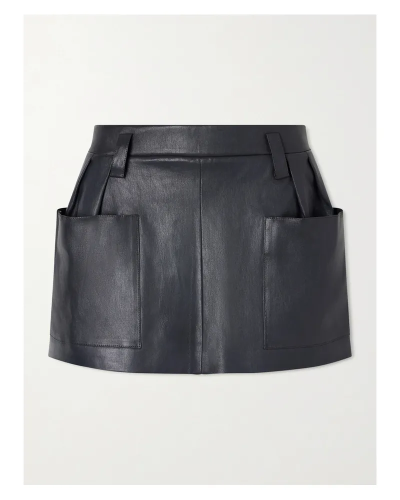 Stouls Anastasia Pleated Leather Mini Skirt - Black Black