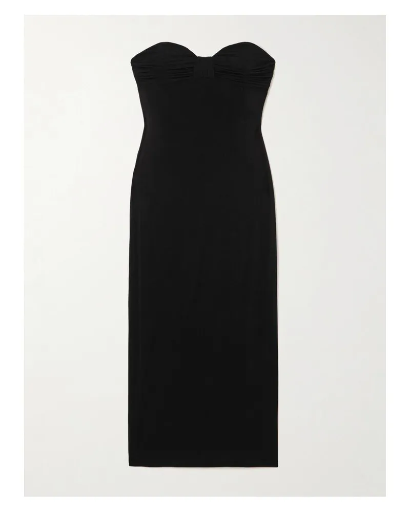 Magda Butrym Trägerloses Midikleid Aus Jersey Mit Raffungen - Schwarz Schwarz