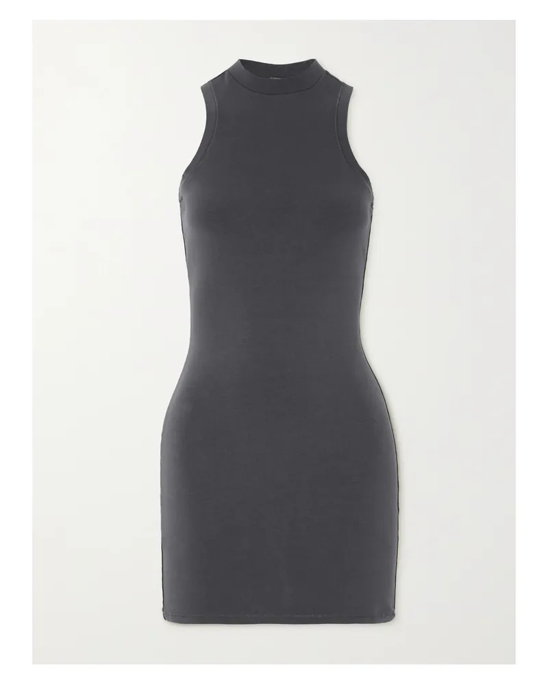 SKIMS New Vintage Mock Neck Mini Dress – Ash – Minikleid - Grau Grau