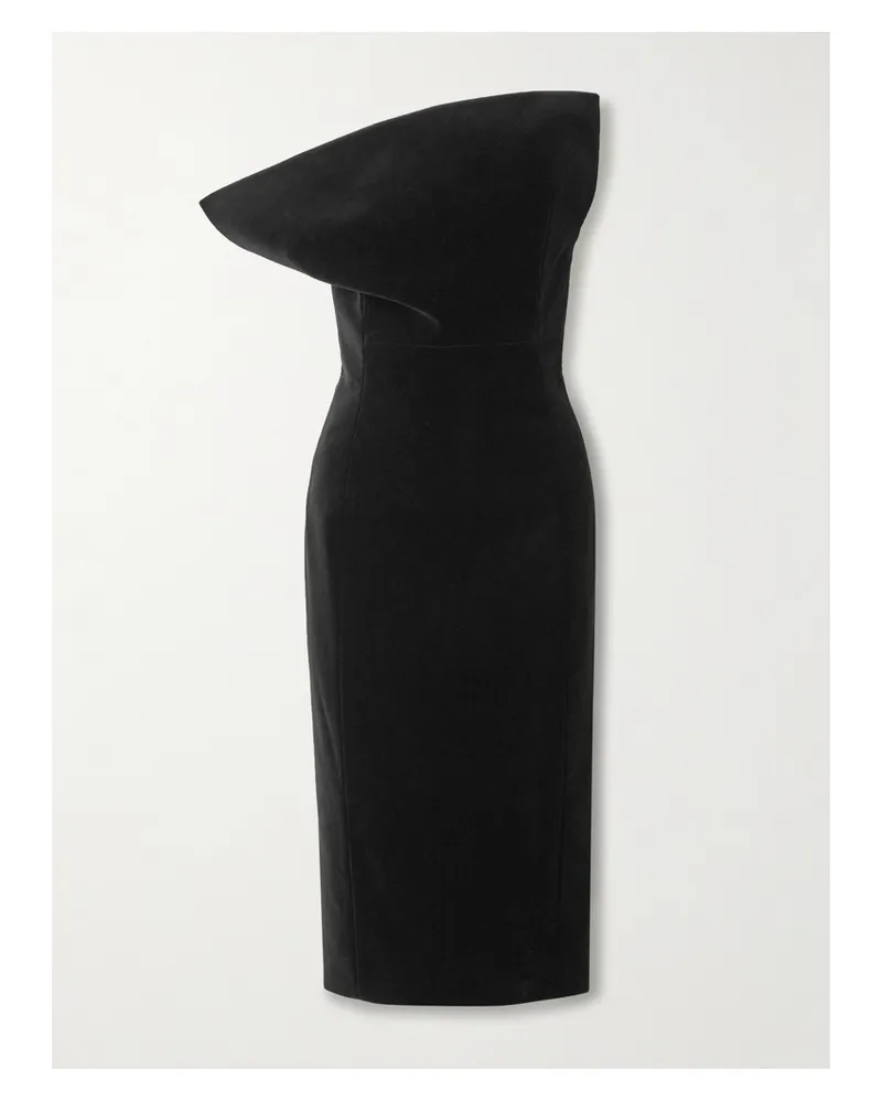 KHAITE Sato Strapless Draped Velvet Dress - Black Black