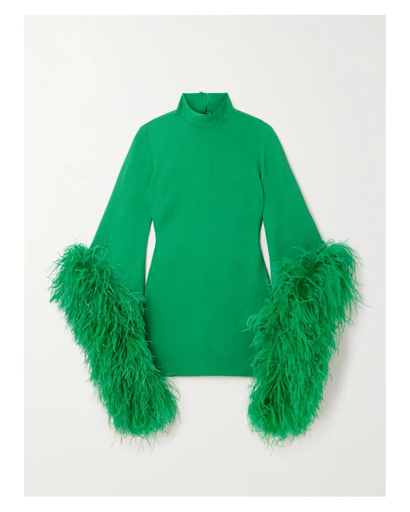 Taller Marmo Del Rio Minikleid Aus Crêpe Mit Federn - Grün Grün