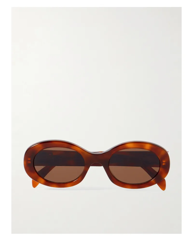 Celine Triomphe Oval-frame Tortoiseshell Acetate Sunglasses Tortoiseshell