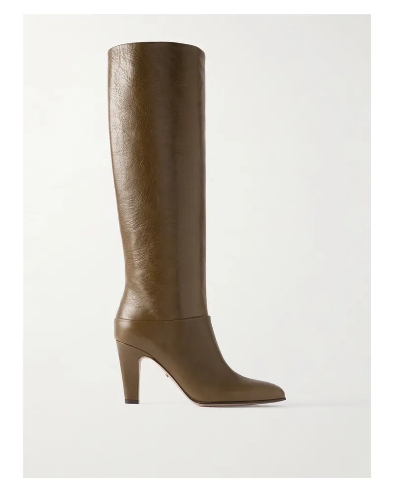 Chloé Eve Kniehohe Stiefel Aus Strukturiertem Leder - Grün Grün