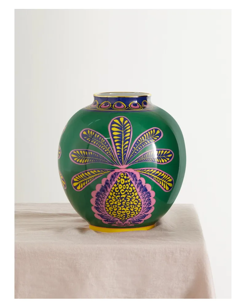 La DoubleJ Bubble Gold-plated Porcelain Vase - Green Green