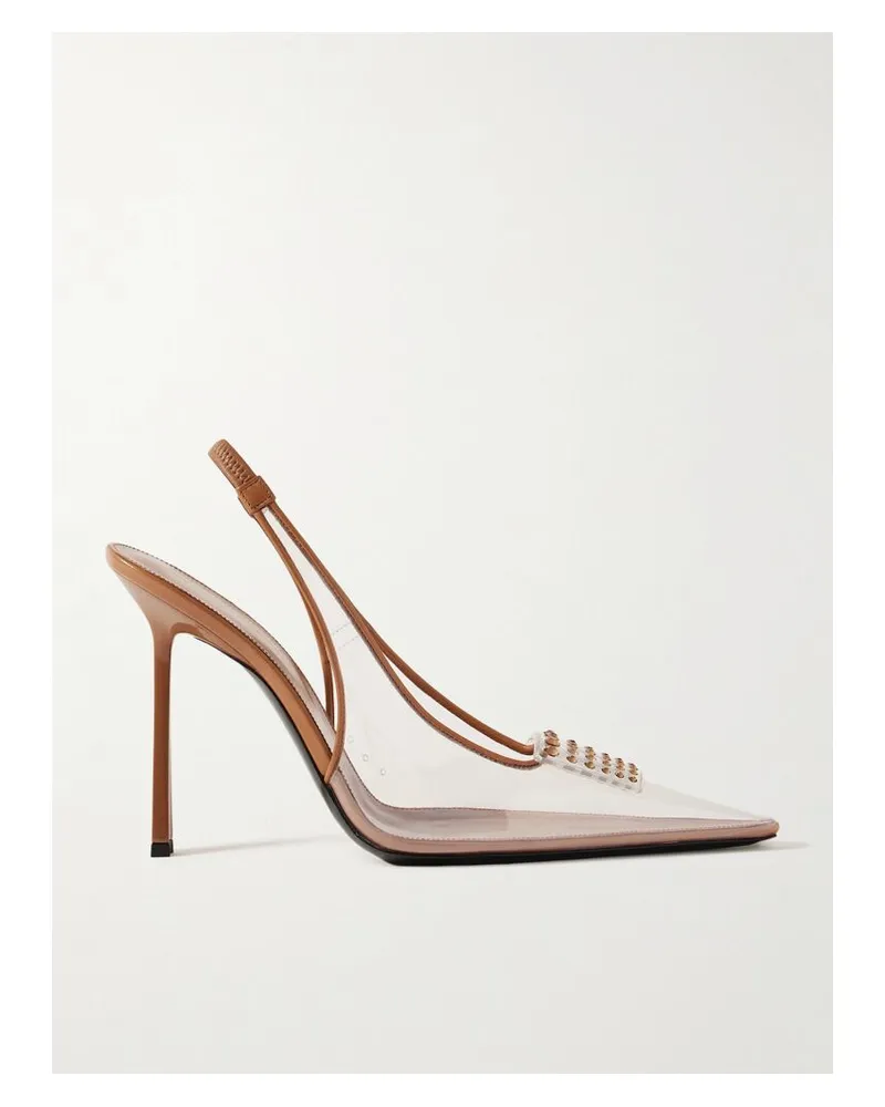 Saint Laurent Jive Slingback-pumps Aus Pvc Mit Lederbesätzen Und Kristallen - Neutral Neutral