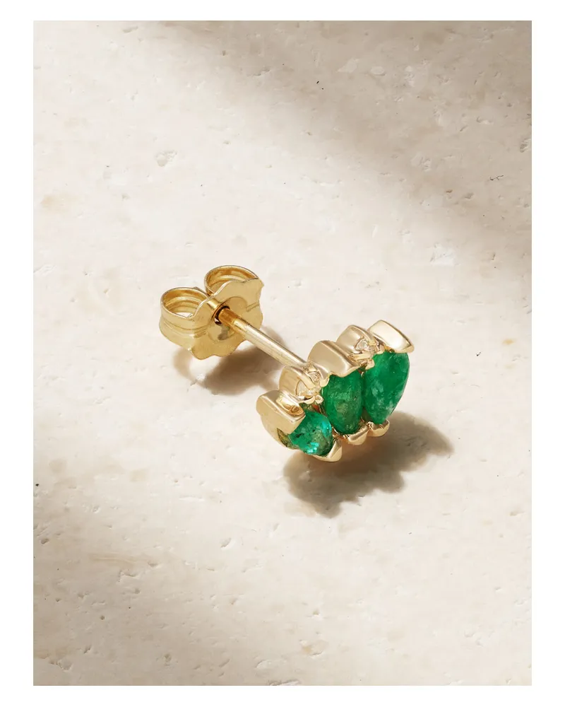 Stone & Strand Einzelner Ohrring Aus 10 Karat Gold Mit Smaragden Und Diamanten Gold