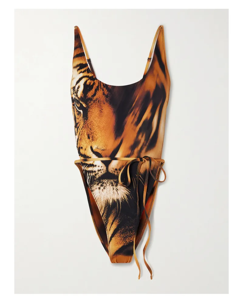 SKIMS Roberto Cavalli Signature Swim Scoop Neck One Piece – Tiger Face – Badeanzug - Mehrfarbig Mehrfarbig