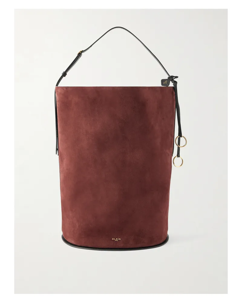 Alaïa Hip Large Schultertasche Aus Veloursleder Mit Lederbesätzen Und Logodetail - Braun Braun