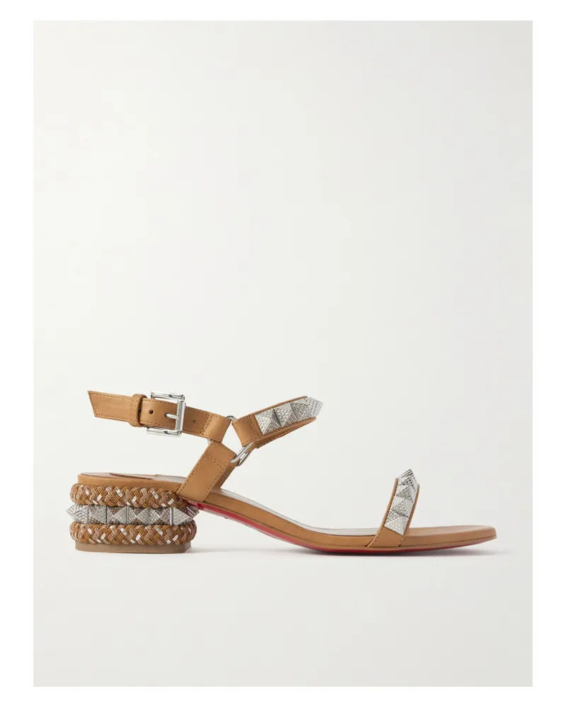 Christian Louboutin Pyrasand 30 Studded Leather Sandals - Brown Brown