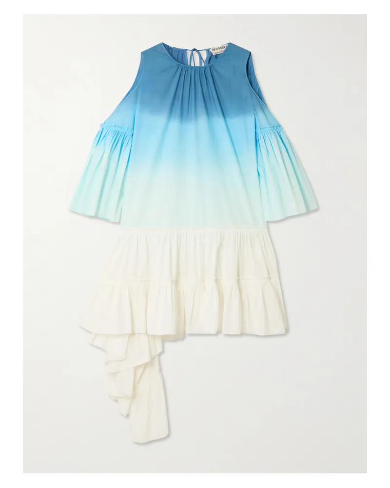 J.W.Anderson Schulterfreies Minikleid Aus Baumwollpopeline Mit Farbverlauf Und Rüschen - Mehrfarbig Mehrfarbig