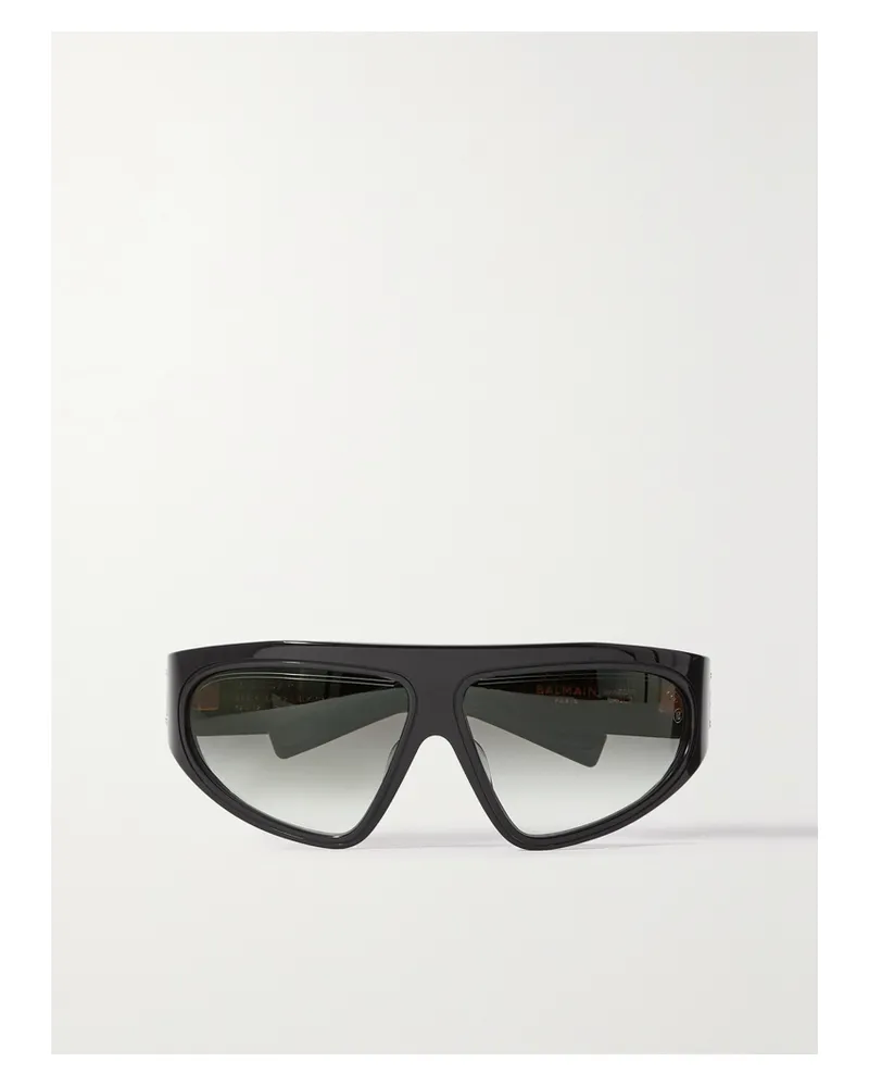 Balmain B-escape Sonnenbrille Mit D-rahmen Aus Azetat Mit Goldfarbenen Details - Schwarz Schwarz