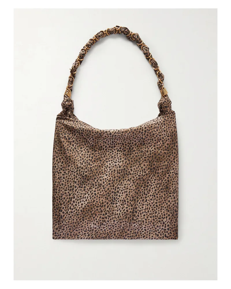 Saint Laurent Amalia Leopard-print Silk-satin Shoulder Bag - Animal print Animal