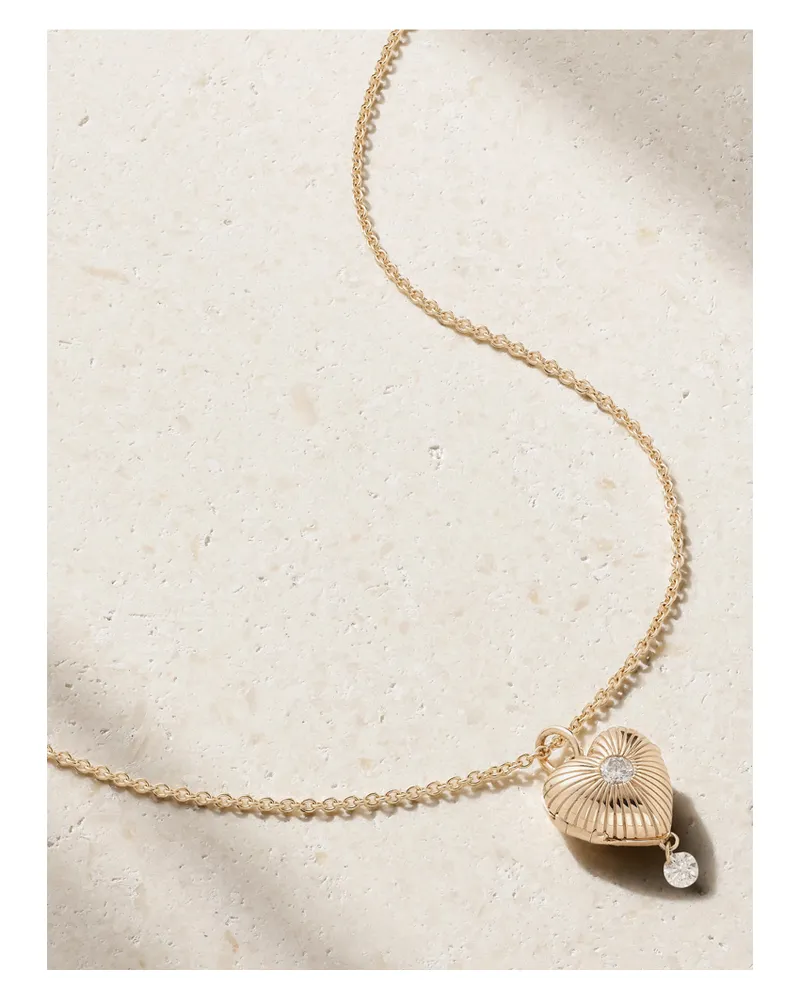 PERSEE Locket Kette Aus 9 Karat Gold Mit Diamant Gold