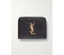 Monogramme Portemonnaie Aus Gestepptem Strukturiertem Leder - Schwarz