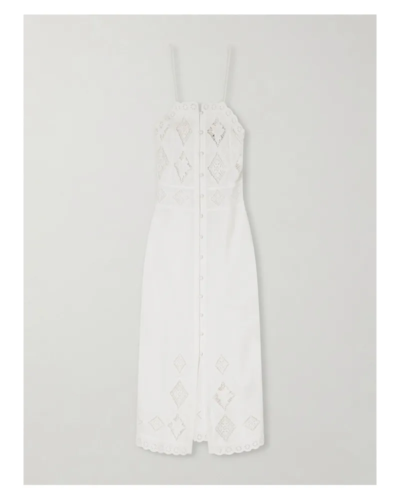 Isabel Marant Nelsane Broderie Anglaise Cotton And Linen-blend Midi Dress - White White