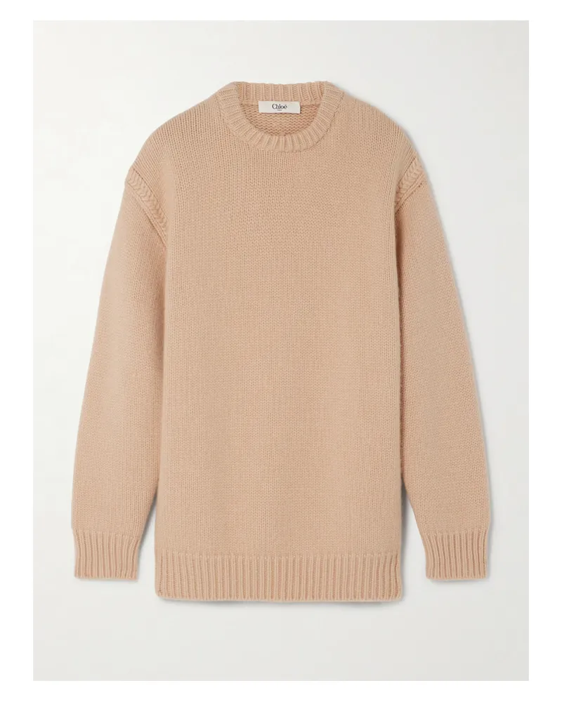 Chloé Pullover Aus Einer Baumwoll-kaschmirmischung - Neutral Neutral