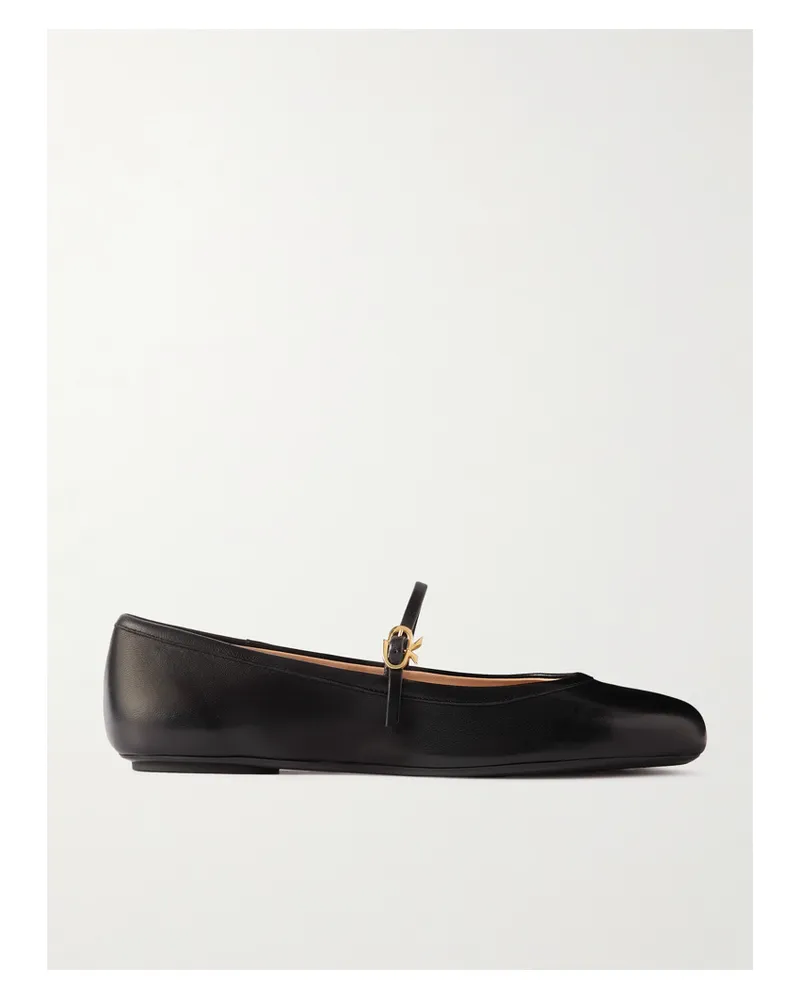 Gianvito Rossi Carla Leather Mary Jane Ballet Flats - Black Black
