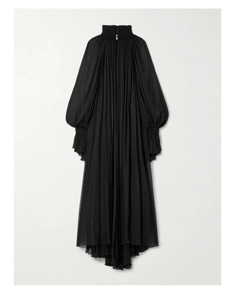 KHAITE Edgar Gathered Silk-chiffon Maxi Dress - Black Black