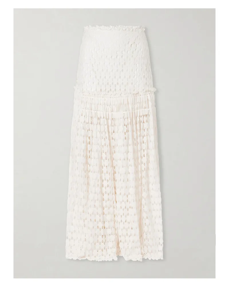 Ulla Johnson Aris Pleated Cotton-blend Lace Maxi Skirt - Cream Cream