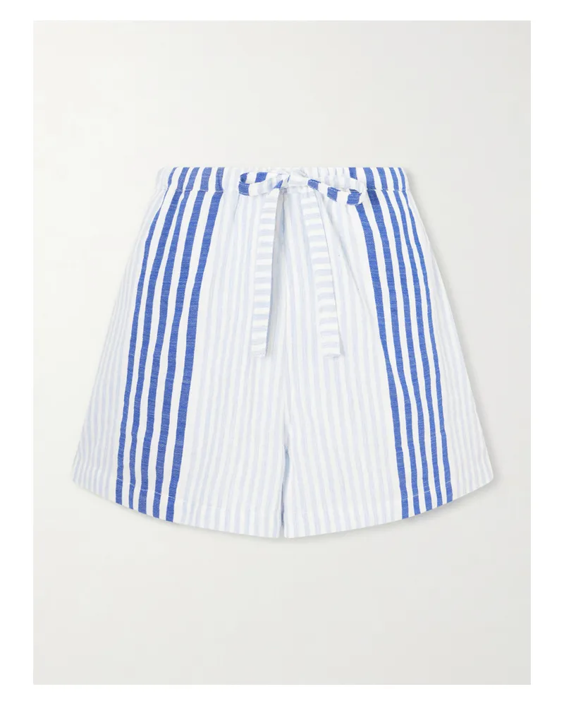 lemlem Safia Striped Cotton Shorts - Blue Blue