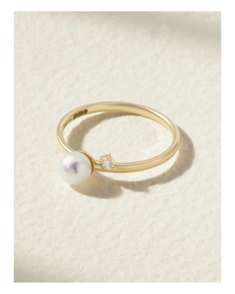 MIZUKI Ring Aus 14 Karat Gold Mit Perle Und Diamant Gold