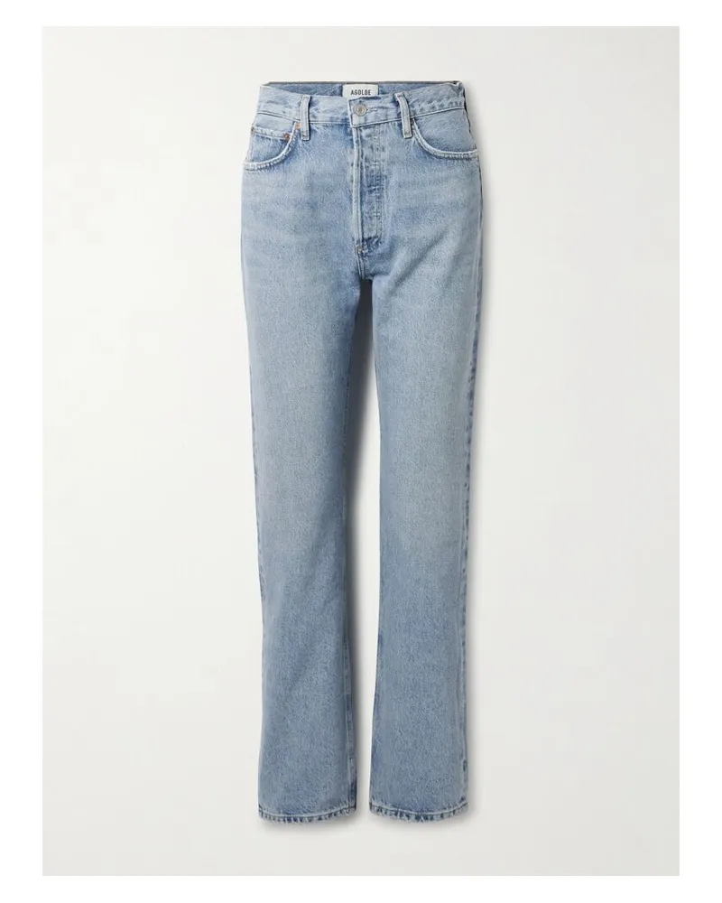 AGOLDE 90s Pinch Waist Long Hoch Sitzende Jeans Mit Geradem Bein Mit Fransen - Blau Blau