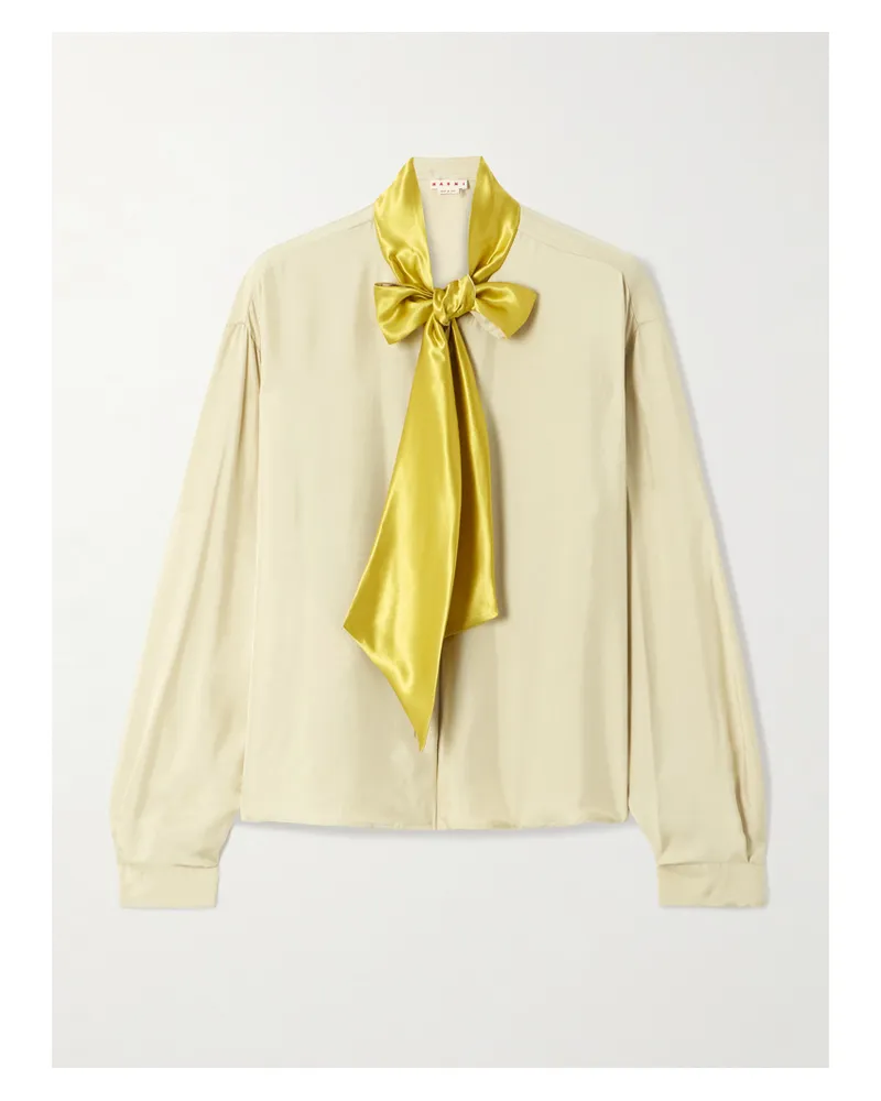 Marni Schluppenbluse Aus Glänzendem Twill - Creme Creme