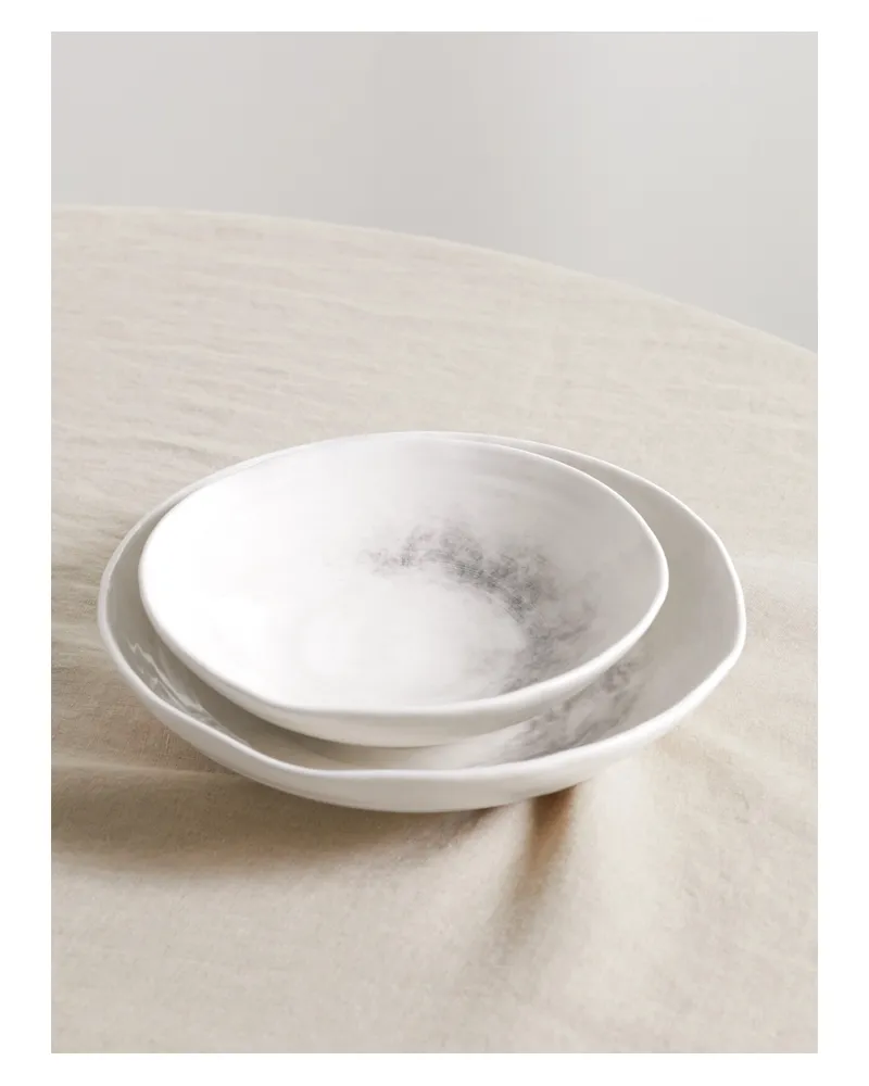 Brunello Cucinelli Set Of Two Glazed Ceramic Bowls - Gray Gray