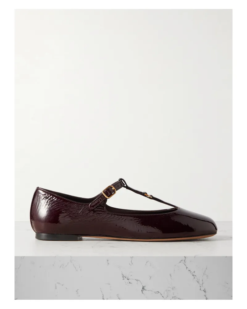 Chloé Marcie Ballerinas Aus Lackleder In Knitteroptik Mit Verzierung - Burgunder Burgunder