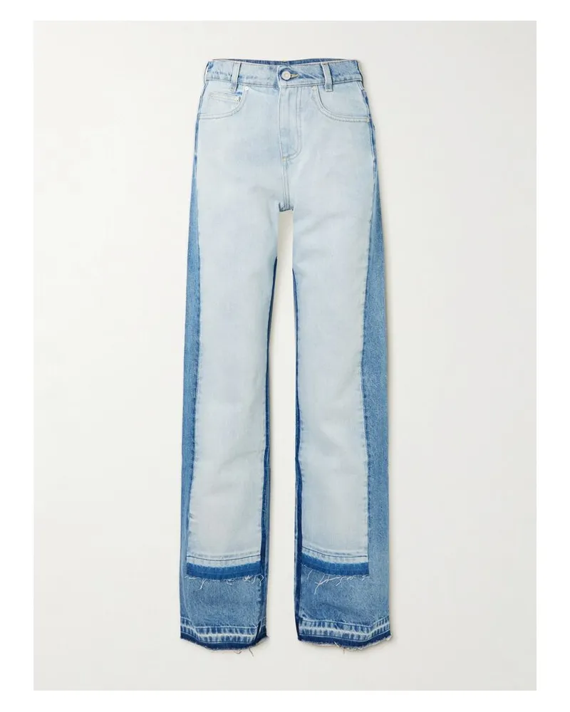 Stella McCartney Halbhohe Jeans Mit Weitem Bein In Distressed-optik - Blau Blau