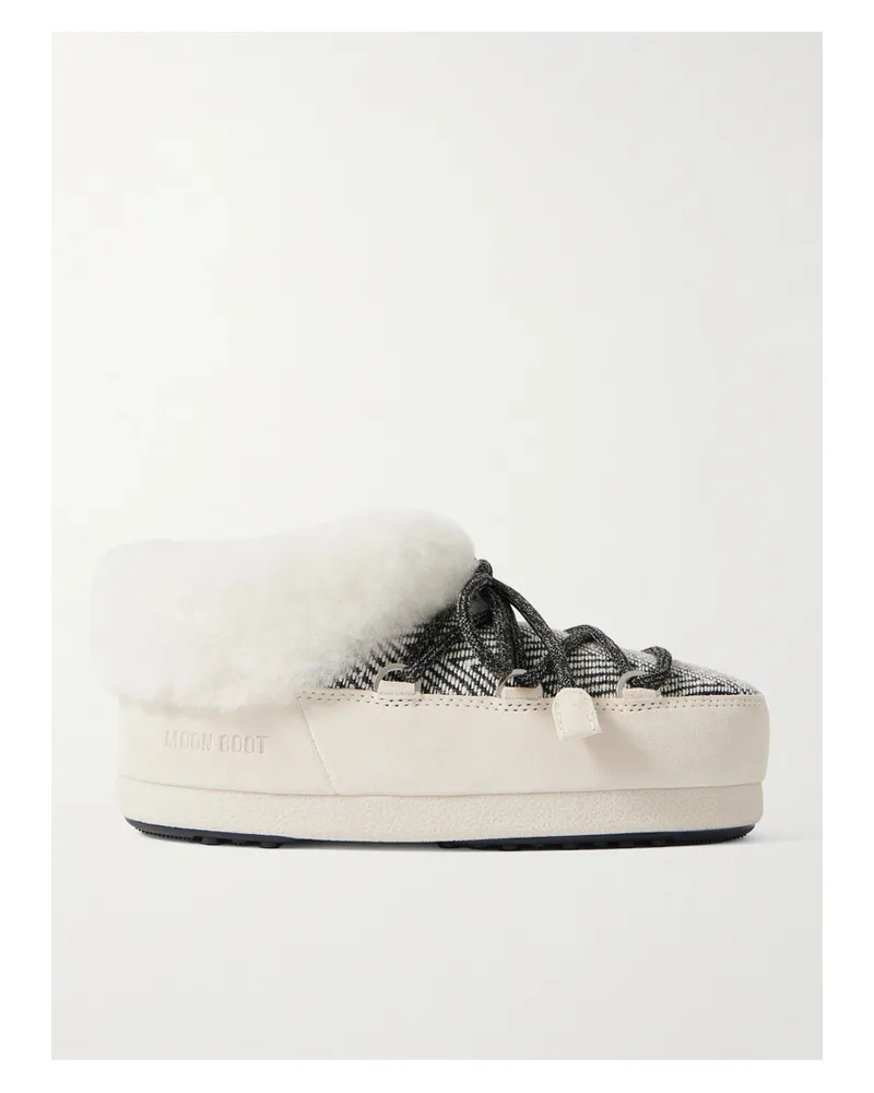 Moon Boot Guest In Residence Evx Chalet Woven And Suede Mules - White White