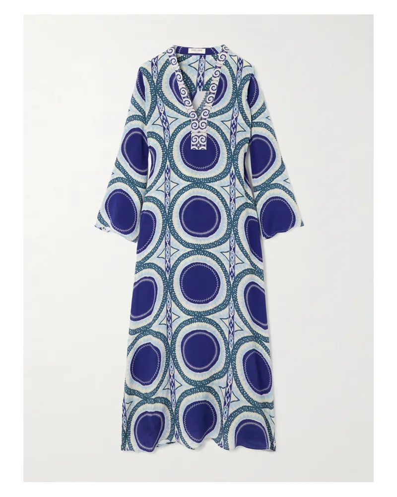 Emporio Sirenuse Jenna Strandkleid Aus Bedrucktem Seiden-crêpe - Blau Blau