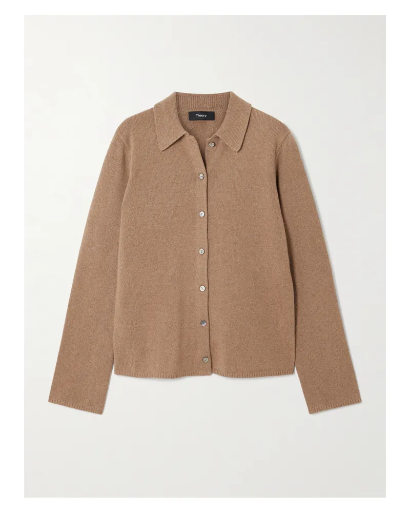 Theory Cashmere And Wool-blend Cardigan - Neutrals Neutrals