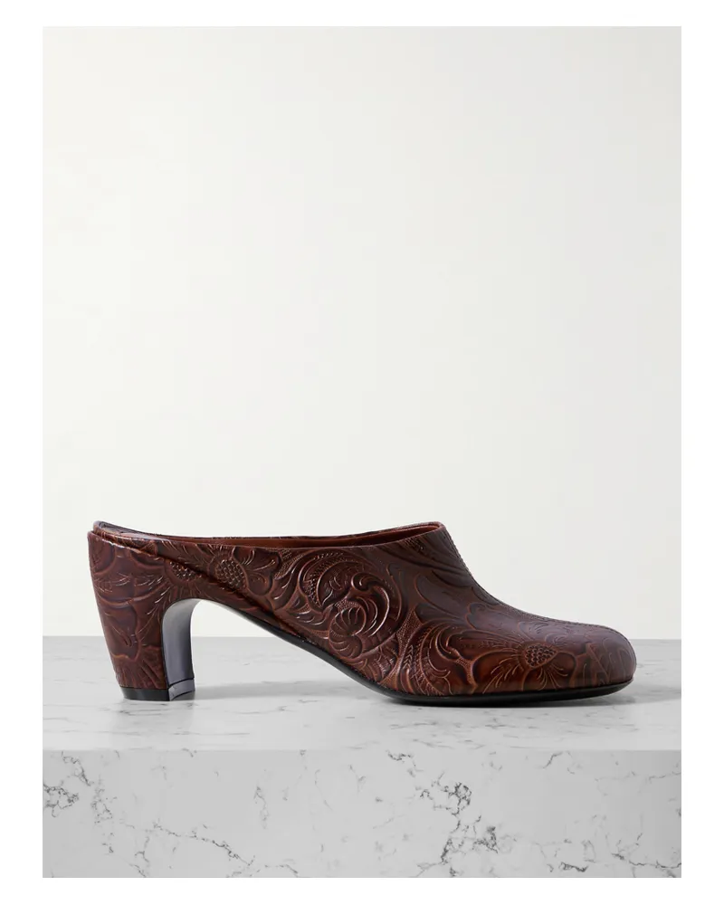 Dries van Noten Mules Aus Leder Mit Prägungen - Braun Braun