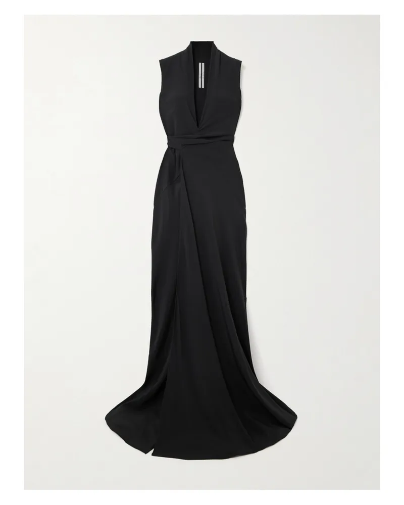 Rick Owens Robe Aus Crêpe De Chine Mit Wickeleffekt - Schwarz Schwarz