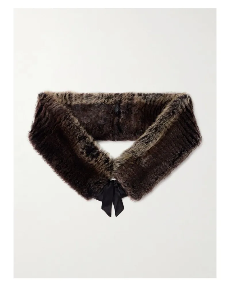 Saint Laurent Stola Aus Shearling Mit Besätzen Aus Seidensatin - Braun Braun