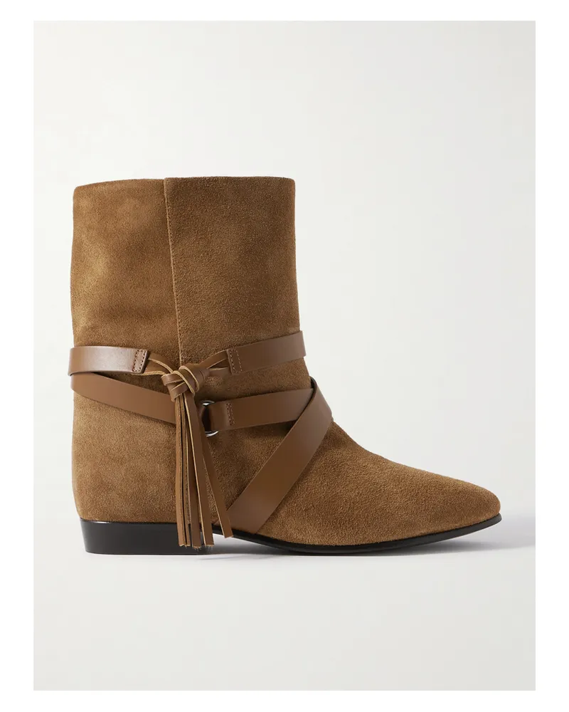 Isabel Marant Rejen Ankle Boots Aus Veloursleder Mit Lederbesätzen - Braun Braun