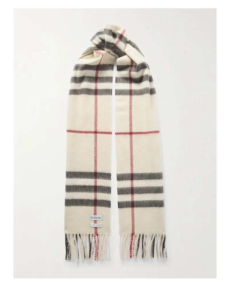 Burberry Karierter Kaschmirschal Mit Fransen - Neutral Neutral