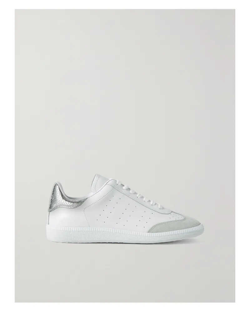 Isabel Marant Bryce Sneakers Aus Leder Mit Perforationen, Velourslederbesatz Und Metallic-detail - Silber Silber