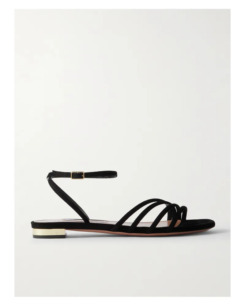 Aquazzura Latour Sandalen Aus Veloursleder - Schwarz Schwarz