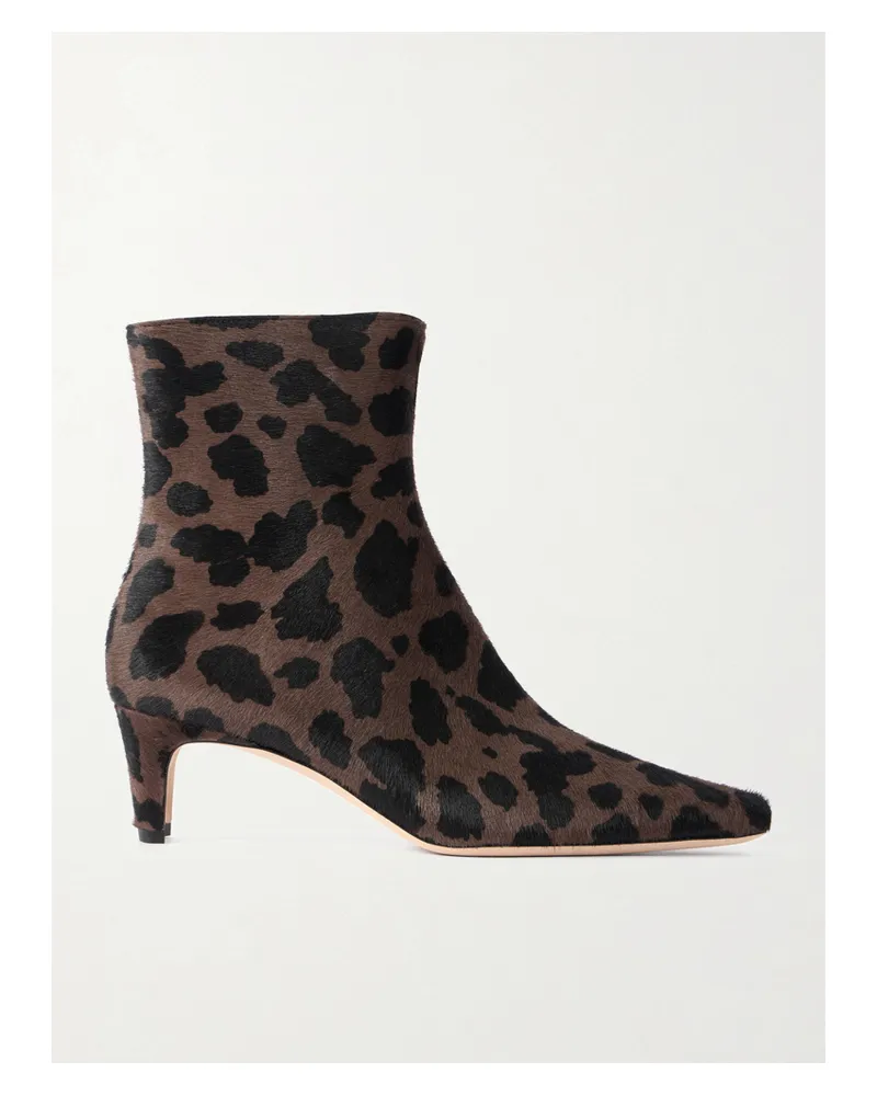 STAUD Wally Leopard-print Calf Hair Ankle Boots - Animal print Animal
