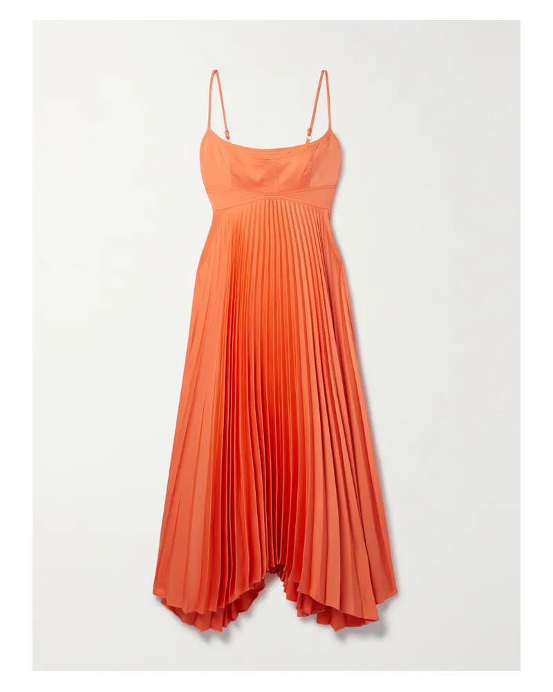 A.L.C. Hollie Midikleid Aus Satin Mit Plissee Und Cut-out - Orange Orange