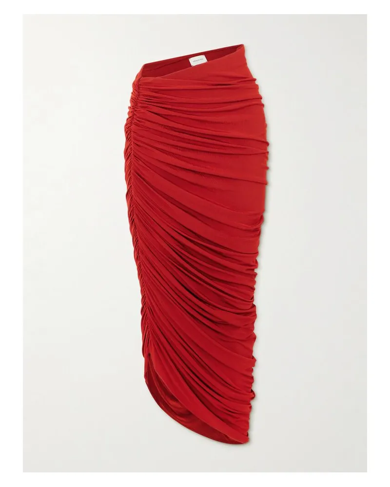 Magda Butrym Asymmetrischer Midirock Aus Jersey Mit Raffungen - Rot Rot