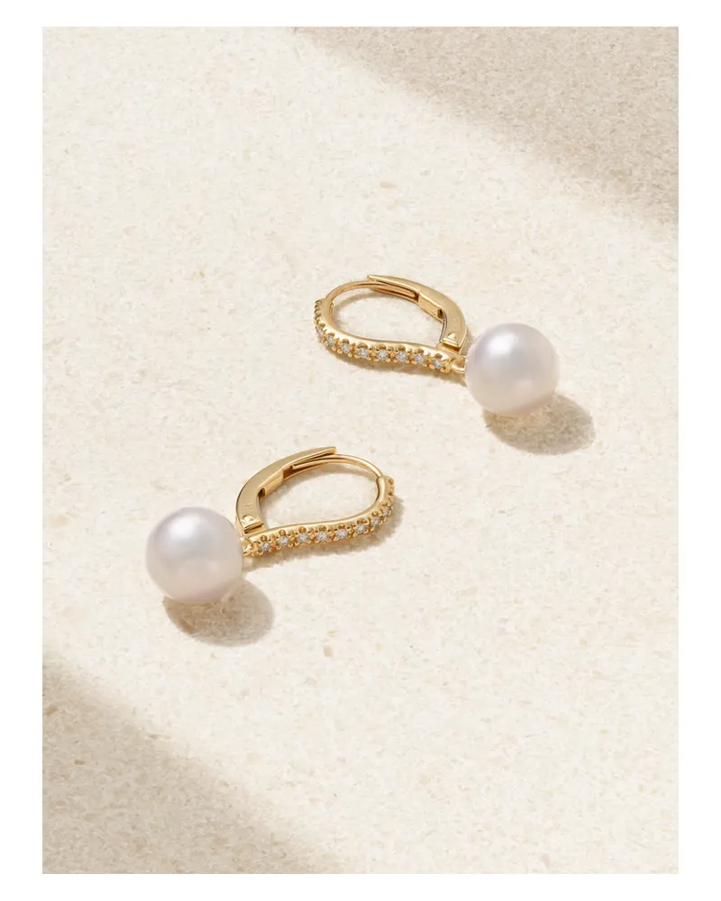 Mikimoto 18-karat Gold, Diamond And Pearl Earrings - White White