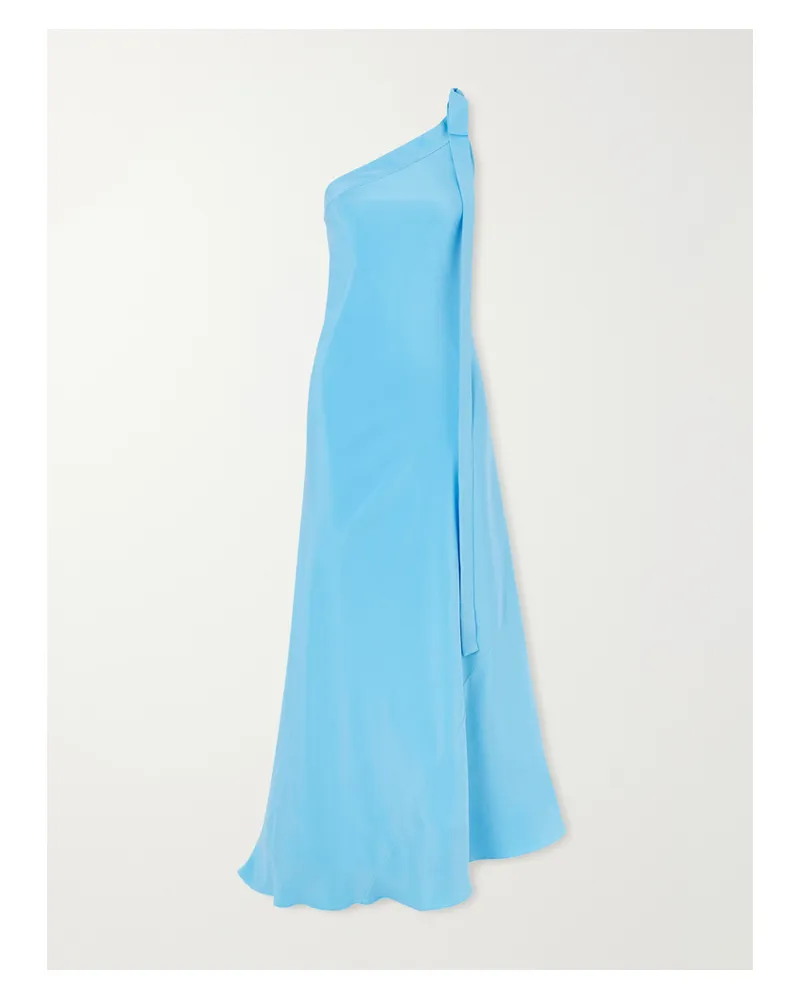Cult Gaia Florence One-shoulder Tie-detailed Silk Maxi Dress - Blue Blue